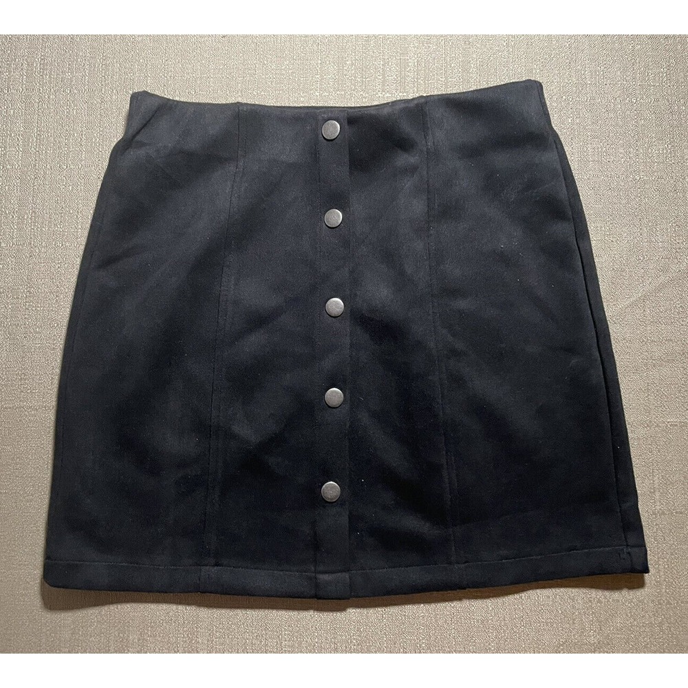 HAVE Los Angeles Women’s Size Small S Suede Mini Skirt Solid Black Button Front